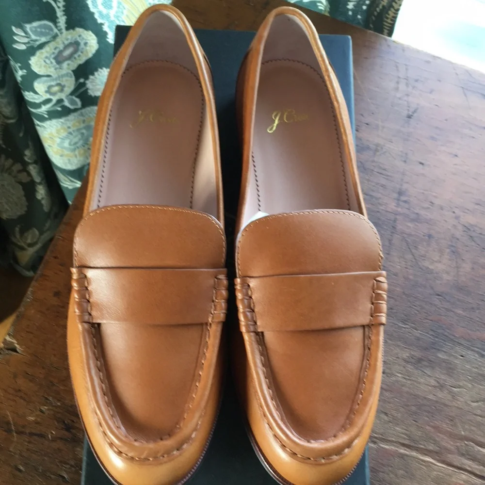 J. Crew Cognac Leather Penny Loafers - Picture 7 of 8